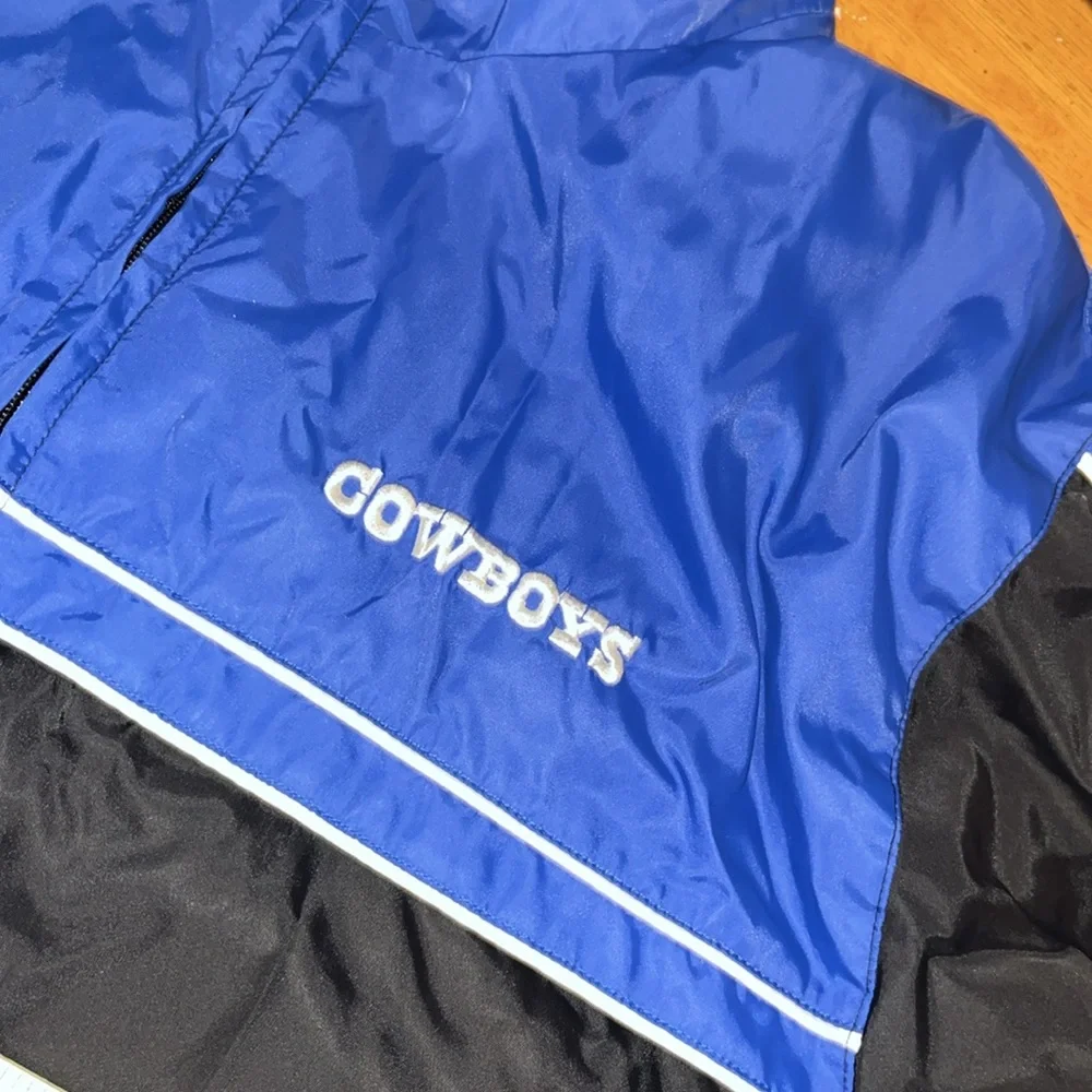 Dallas Cowboys Reebok Windbreaker Zip Up Jacket Blue Black White Mens XL